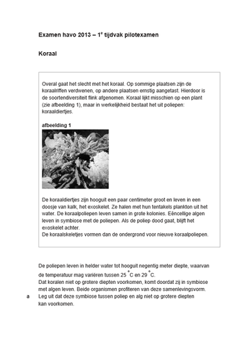 14 werkblad CE havo 2013 koralen