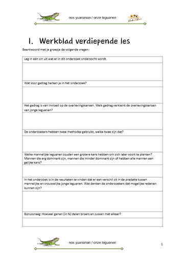 les1b - verdieping gedrag van de groene leguaan